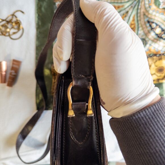 Vintage GUCCI ITALY 1970's Suede & Leather Horse-Bit Purse - Picture 6 of 9